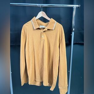 Mid-century classic mustard long-sleeve polo- XL